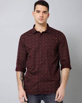 men floral print regular fit shirt