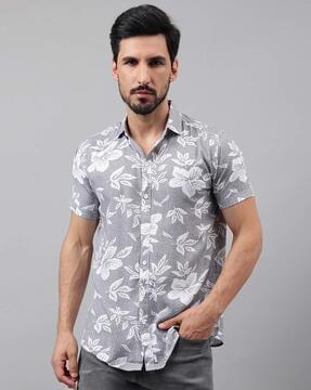 men floral print regular fit shirt