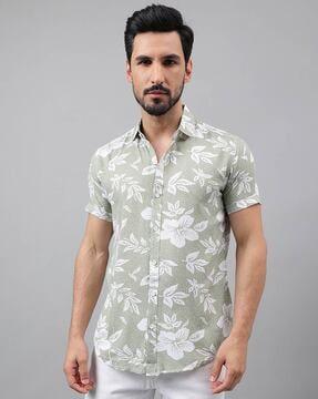 men floral print regular fit shirt