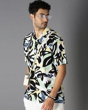 men floral print regular fit shirt