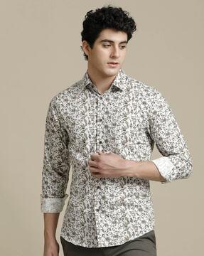 men floral print regular fit shirt