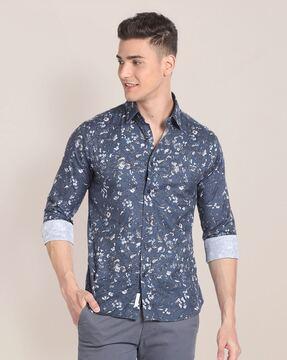 men floral print regular fit shirt