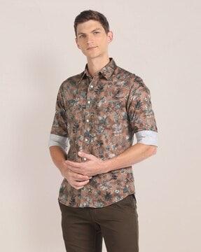 men floral print regular fit shirt