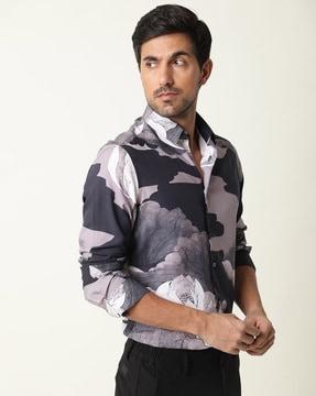 men floral print regular fit shirt