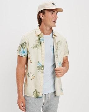 men floral print regular fit shirt