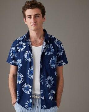 men floral print regular fit shirt