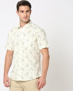 men floral print regular fit shirt