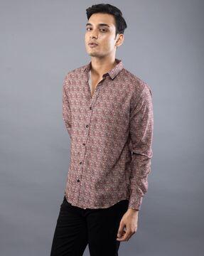 men floral print regular fit shirt