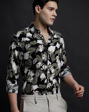 men floral print regular fit shirt