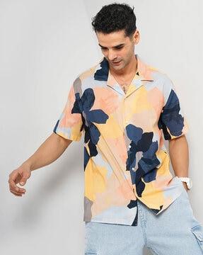 men floral print regular fit shirt