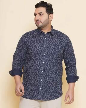 men floral print regular fit shirt