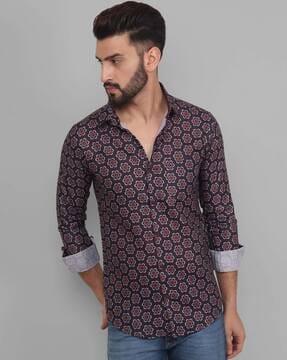 men floral print regular fit shirt