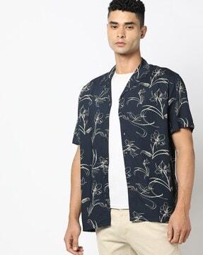 men floral print regular fit shirt