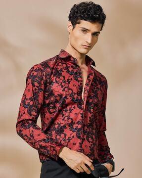 men floral print regular fit shirt