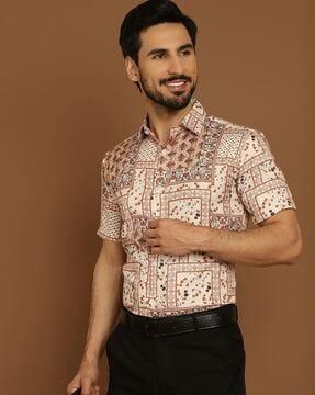 men floral print regular fit shirt