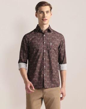 men floral print regular fit shirt