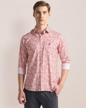 men floral print regular fit shirt