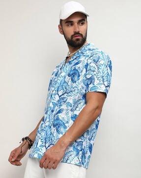 men floral print regular fit shirt