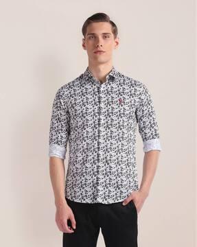 men floral print regular fit shirt