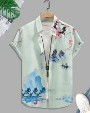 men floral print regular fit shirt