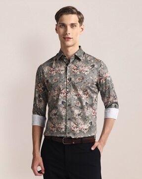 men floral print regular fit shirt