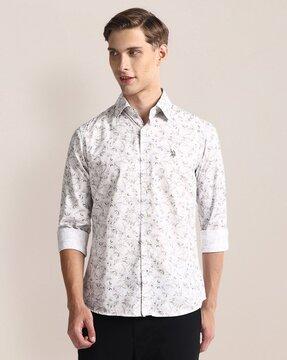 men floral print regular fit shirt