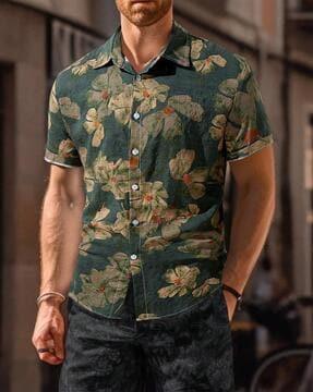 men floral print regular fit shirt