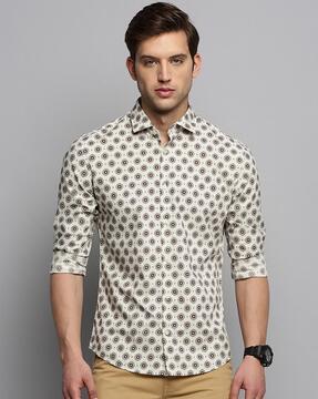 men floral print regular fit shirt