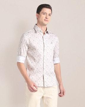 men floral print regular fit shirt