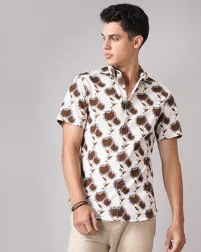 men floral print regular fit shirt