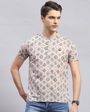 men floral print regular fit short kurta