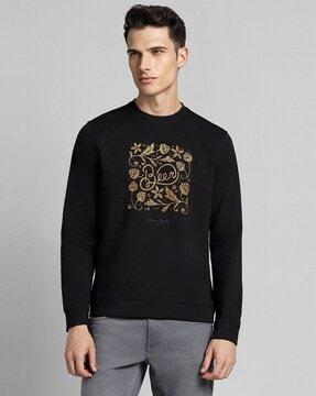 men floral print regular fit sweatshirt