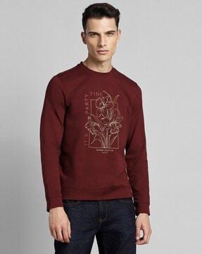 men floral print regular fit sweatshirt