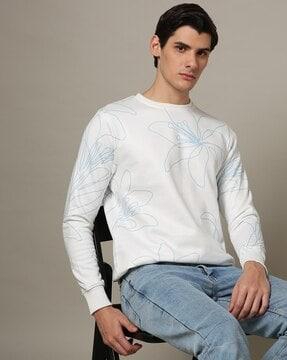 men floral print regular fit sweatshirt