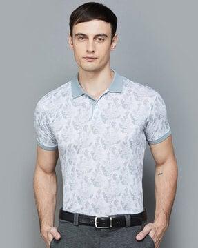 men floral print relaxed fit polo t-shirt