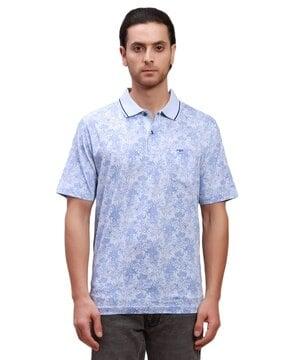 men floral print relaxed fit polo t-shirt