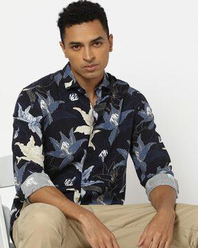 men floral print relaxed fit shirt