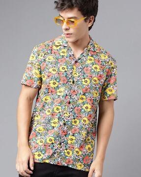 men floral print relaxed fit shirt