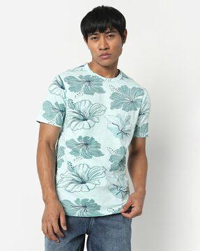 men floral print round-neck t-shirt