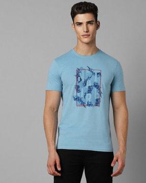 men floral print slim fit crew-neck t-shirt