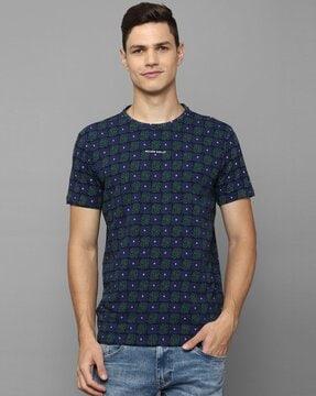 men floral print slim fit crew-neck t-shirt