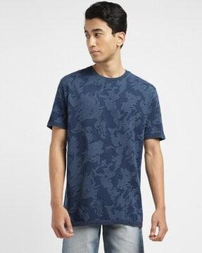 men floral print slim fit crew-neck t-shirt