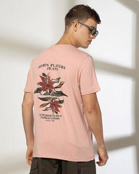 men floral print slim fit crew-neck t-shirt