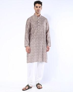 men floral print slim fit kurta