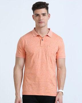 men floral print slim fit polo t-shirt