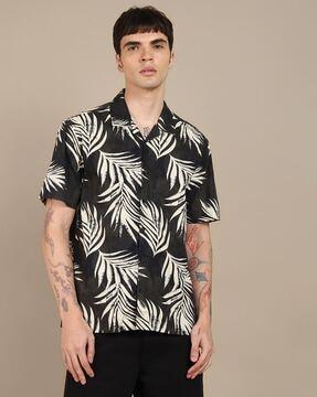 men floral print slim fit shirt