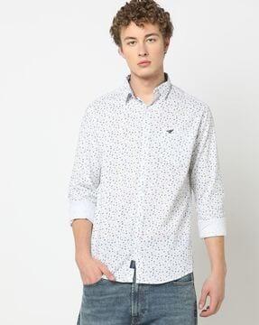 men floral print slim fit shirt