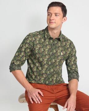 men floral print slim fit shirt