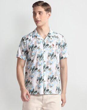 men floral print slim fit shirt