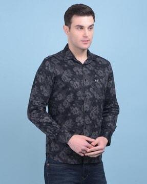 men floral print slim fit shirt